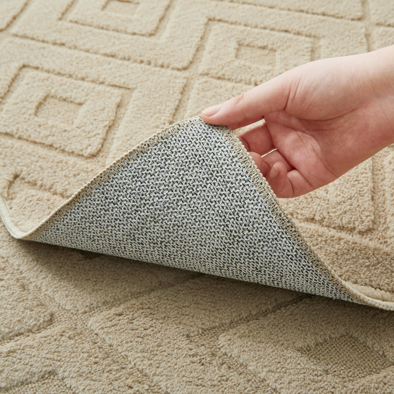 Luxury High Low Square Area Rug for Hallway Bedroom Children Room, Rectangle 60 x 110 cm, Beige