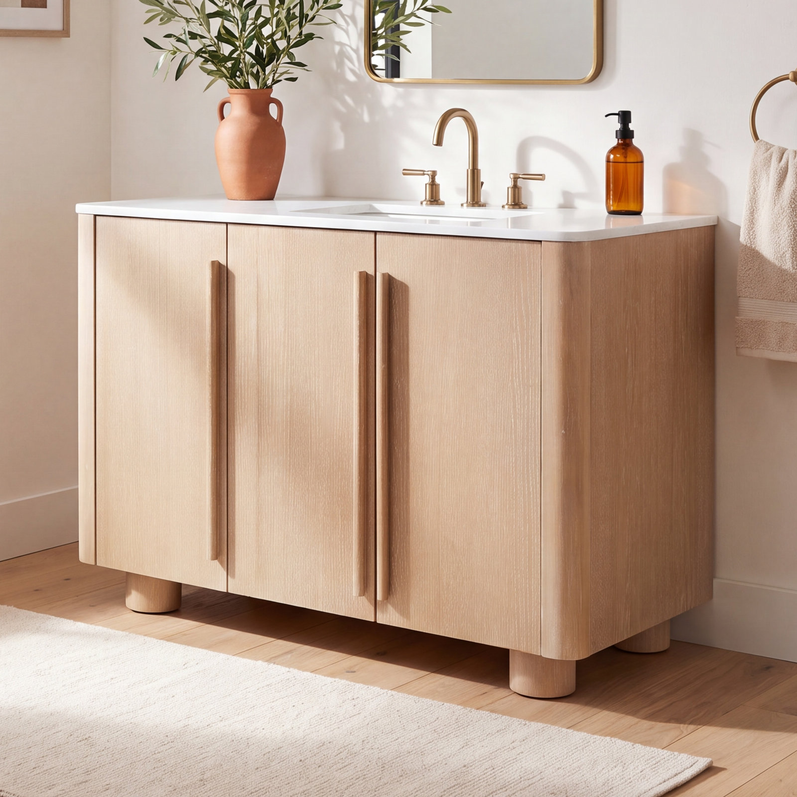 Carrara Marble Single Bathroom Vanity, 48"