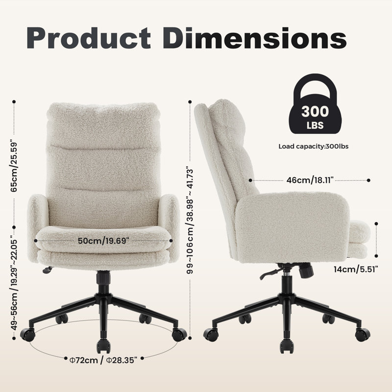 Latitude Run Alexxys Velvet Office Chair, White Cashmere