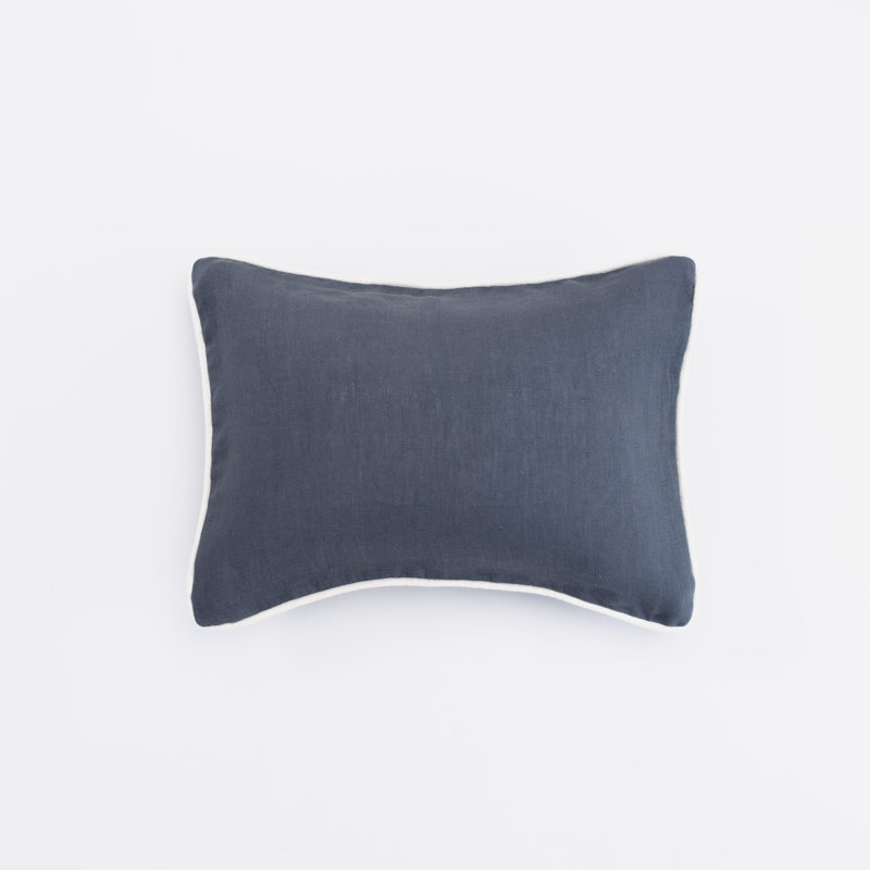Catherine Linen Lumbar Pillow Cover & Insert, Steel Blue