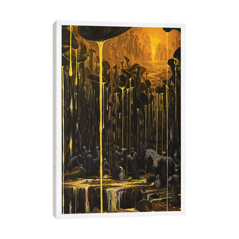 The Realm Where Music Flows by Adrian Borda - Painting on Canvas, 101.6 cm H x 66.04 cm W, White Framed