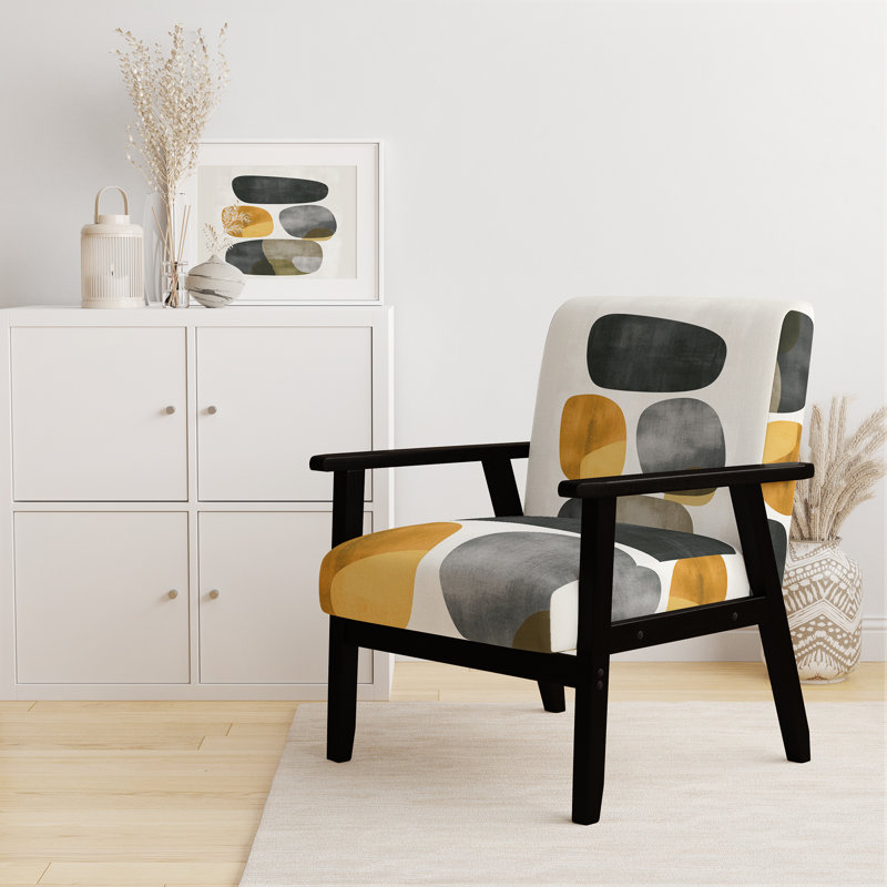 Chaise d'appoint Spiritual Stone, Accoudoirs carrés noirs
