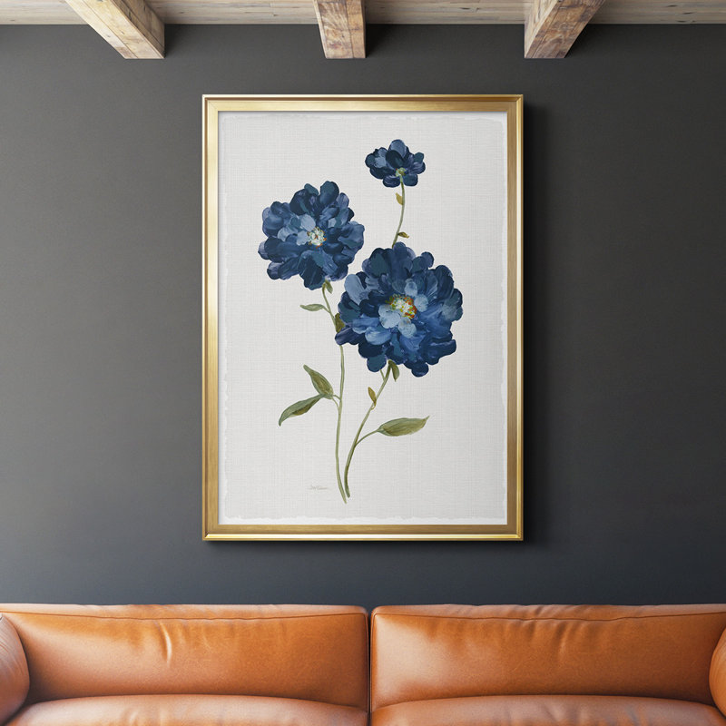 «Blue Mums», reproduction encadrée de qualité supérieure - prête à être accrochée, H 42,5 po x l 30,5 po x P 1 po, Or