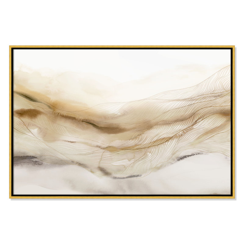 «Line Haze I», reproduction de paysage par Isabelle Z, Or, H 25,5 po x l 37,5 po