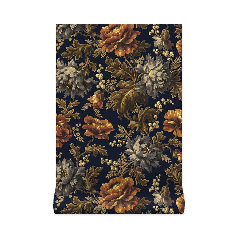 Opia 9.84' L x 70.87" W Wallpaper Roll, Midnight