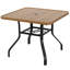 Table de salle à manger d'extérieur avec trou pour parasol 1,57 po, texture semblable au bois 35 po x 35 po, structure en métal toutes saisons pour bord de piscine, terrasse, porche