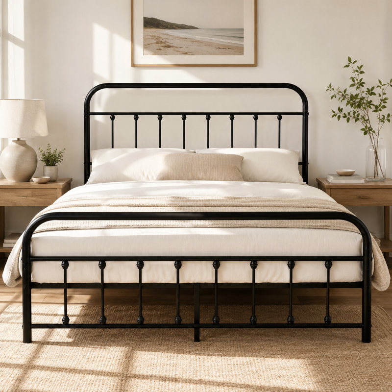 Kempst Queen Size Bed Frame with Headboard and Footboard, Classic Metal Platform Bed Frame, Mattress Foundation with Heavy Duty Metal Slats Support, No Box Spring Needed, Noise-Free