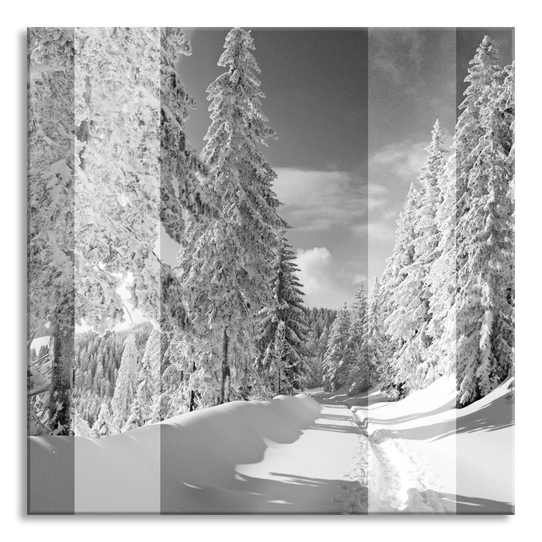 Glasbild Winterlandschaft mit Bäumen