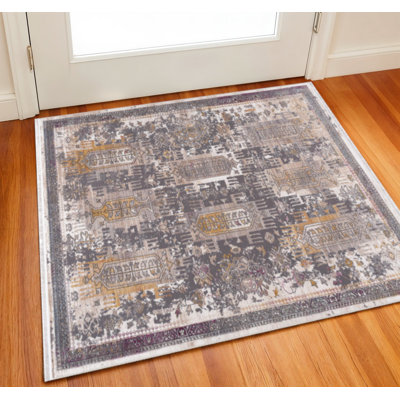 Tapis carré beige et rouille 2 pi x 2 pi Southwestern