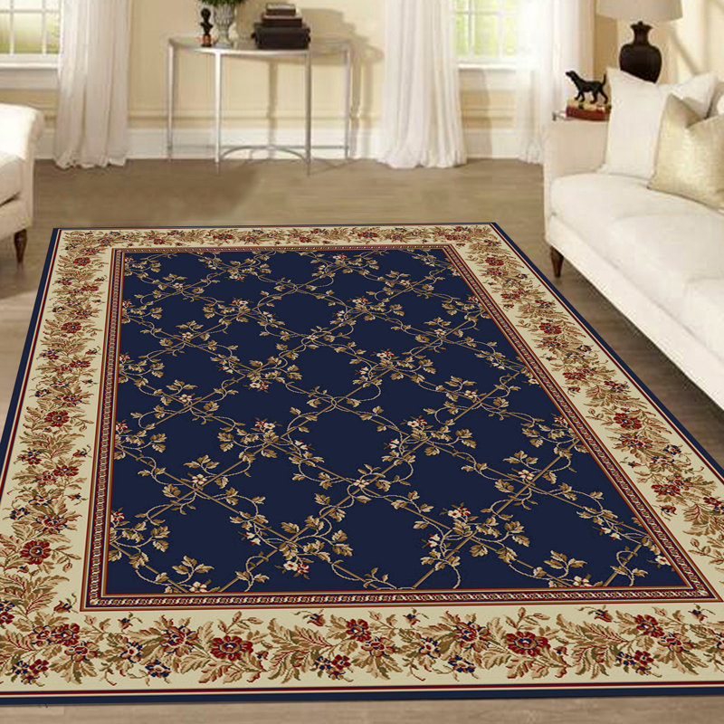 Weisgerber Traditional trellis Oriental Blue Navy Area Rug, Rectangle 7'9" x 11'
