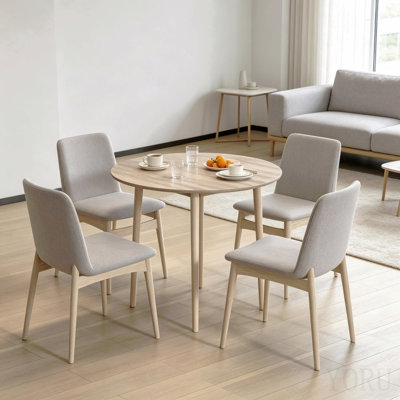 Multi-Function Extendable Dining Table,Convertible Drop-Leaf Round Table,Transforming Coffee Table,Small Space Bar Table(Only 1pcs Table)