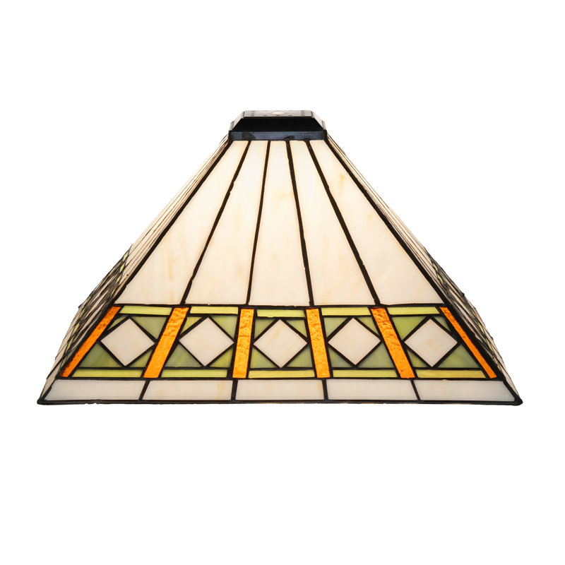Abat-jour mission 14 po, H 7,5 po x l 20 po x P 20 po, Beige / jaune / orange / vert