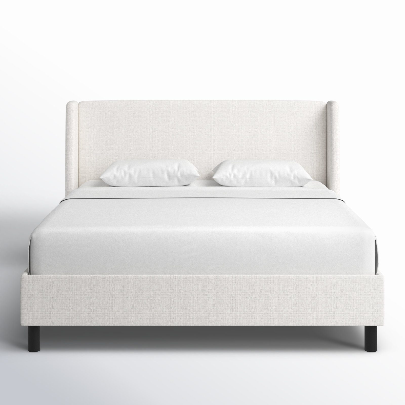 Tilly Linen Upholstered Wingback Bed, California King, Zuma White Textured Linen