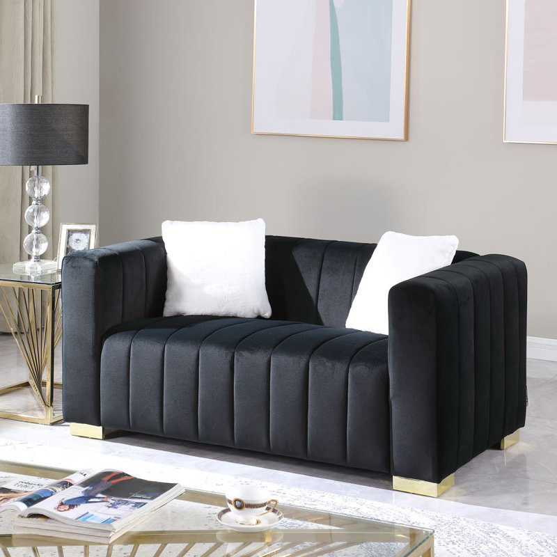 Causeuse en velours 62,6 po