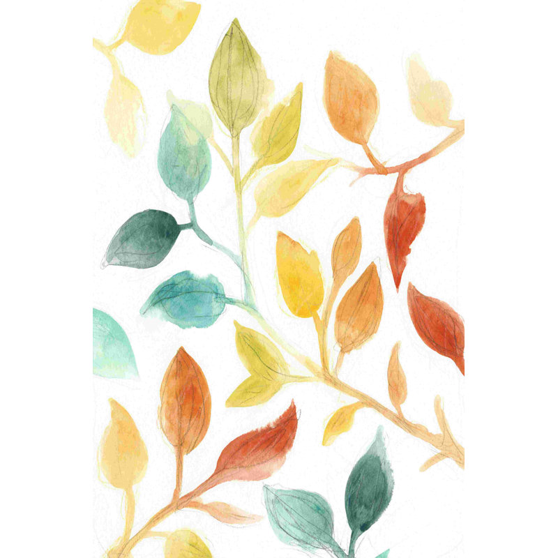 Spectrum Leaves I - Wrapped Canvas Painting, 18" H x 12" W  