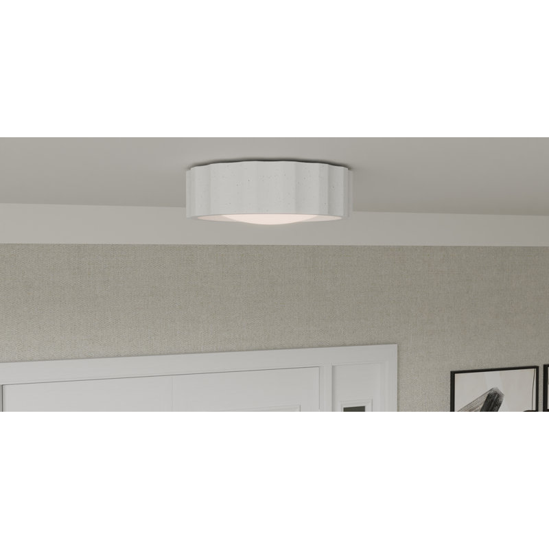 Diaja 2-Light Textured White Flush Mount Light