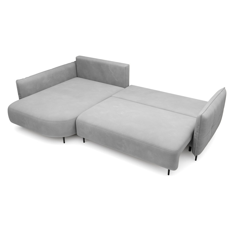 Bairo 3 Seater Fabric Reclining Sofa & Chaise, Grey, Left Hand Facing