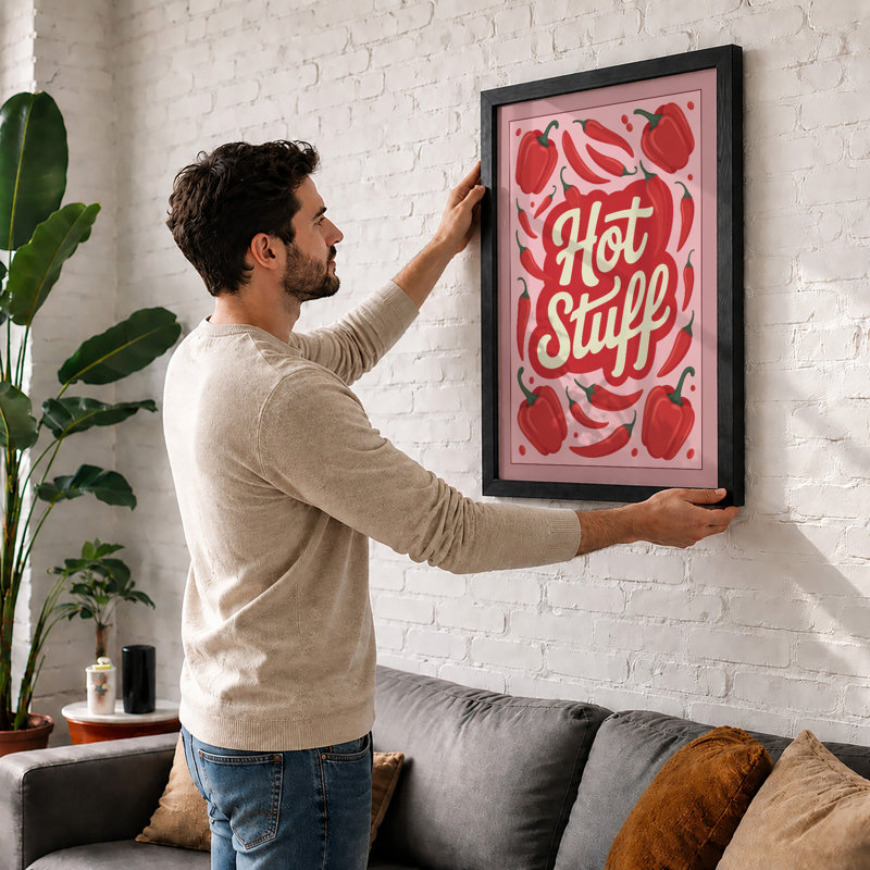 Hot Stuff Retro - Framed Print, Black, A4 - 29.7 x 21.0 cm
