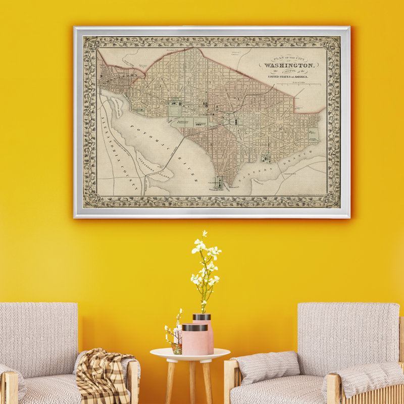 Plan de Washington DC - reproduction de photo sur toile, Argent, H 30,5 po x l 42,5 po x P 1,5 po