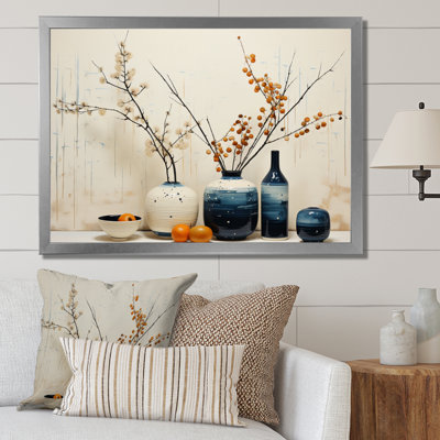 «Blue Beige Minimalist Oasis Pottery», reproduction d'art sur toile