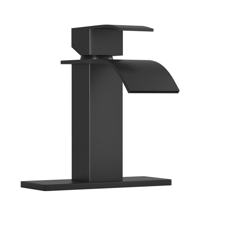 Three-hole bathroom faucet with drain kit, Matt Black
