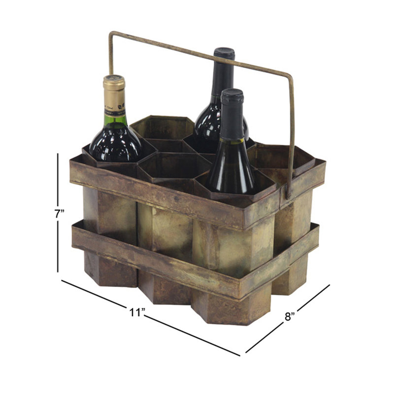 Lafever 6 Bottle Tabletop Wine Bottle Rack, Gold
