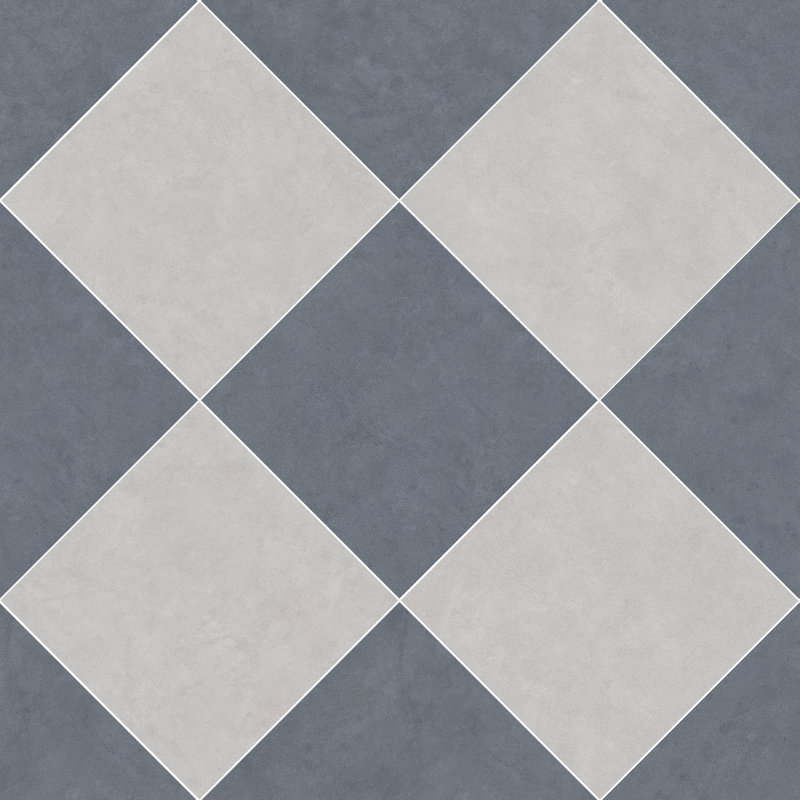Lithos 12X12 Checkerboard Cemento And Cobalto, Cemento/Cobalto