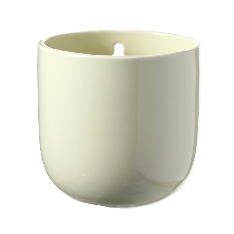 Pot de fleurs en céramique émaillée Aimo, H 5 po x l 4,75 po x p 4,75 po, Crème