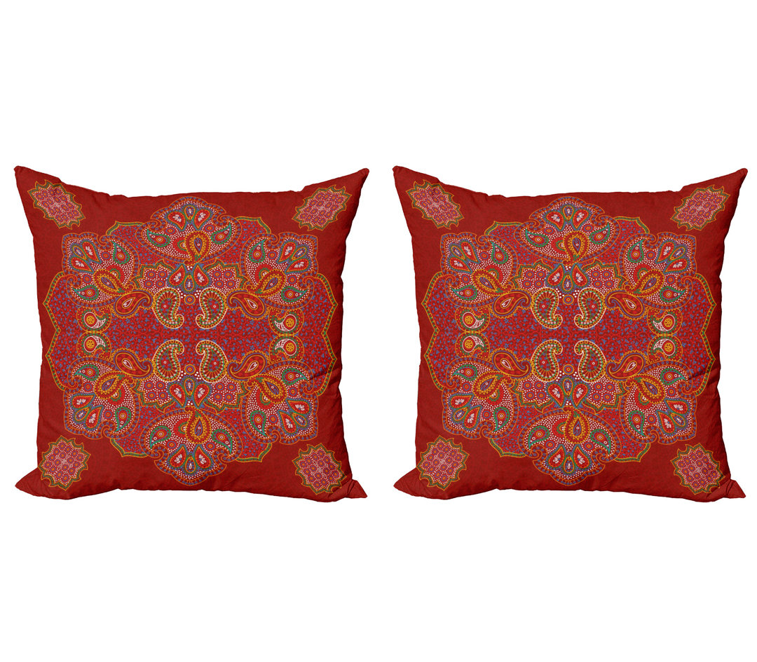 Kissenbezug, Persian Paisley, Red Mandala, Bordeauxrot Weiß