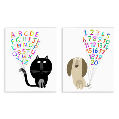 «Cat Dog Alphabet Numéros», ensemble de 2 plaques murales par Carla Daly