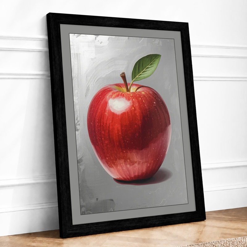 Crimson Apple Study Botanical - Framed Print, A4 - 29.7 x 21.0 cm, Black