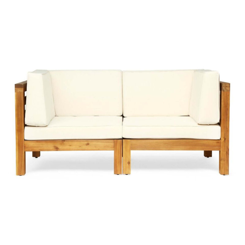 Ensemble de causeuse 2 pièces, beige, Coussin naturel / structure beige