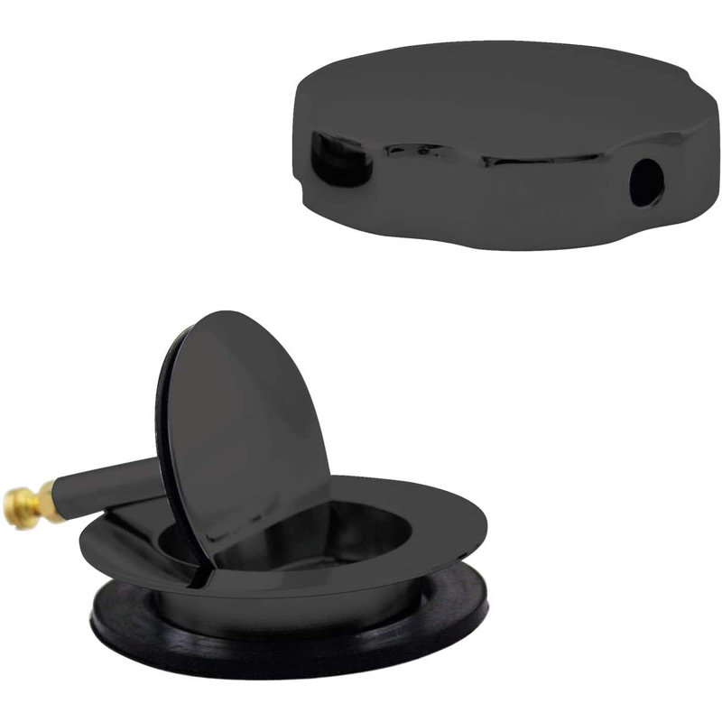 45" Cable Drive Pop-Up Bathtub Drain Trim with PVC Fittings and Rotary Overflow, Matte Black