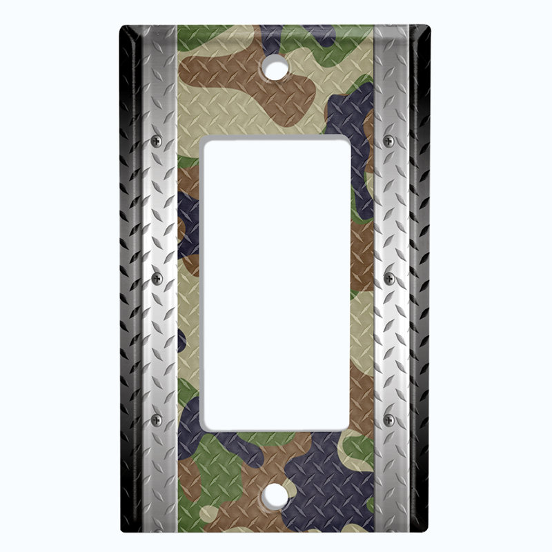 Plaque de prise murale en métal Camo (multi camouflage vertical - bascule simple)