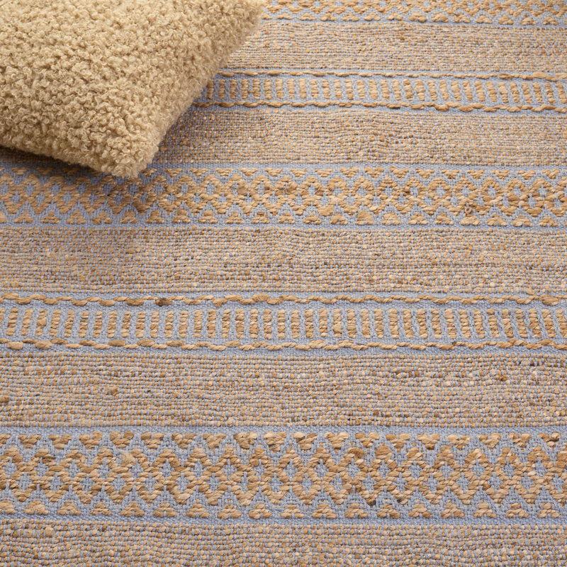 Natural Fiber 123 Hand Woven 50% Jute; 50% Cotton Geometric Shapes Rug, Rectangle 8' x 10'