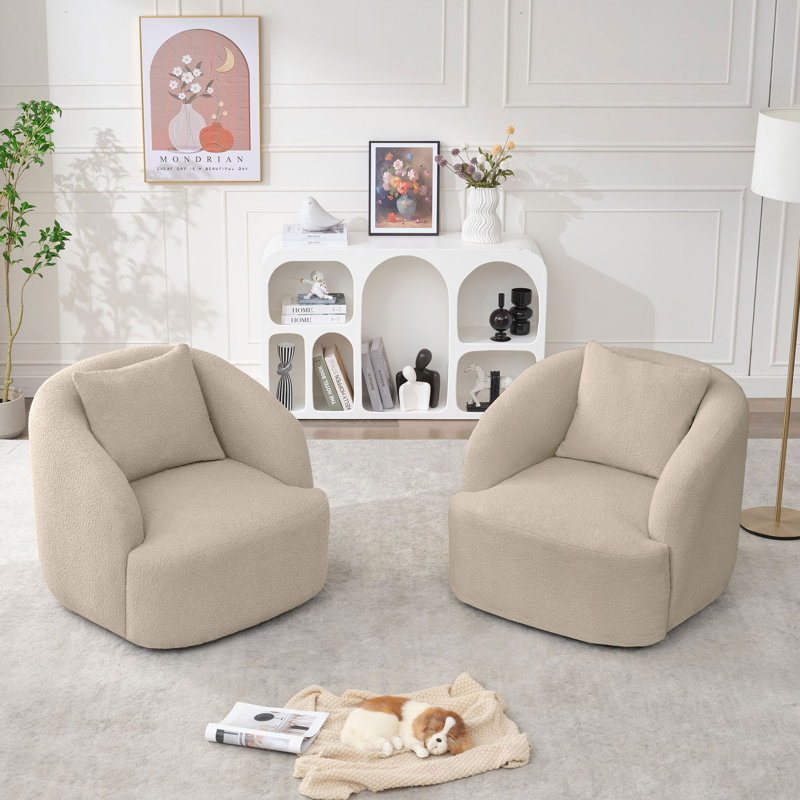 Fauteuil pivotant rembourré 34,2 po, Mélange de polyester brun clair