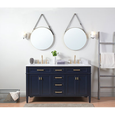Debraca 60'' Double Bathroom Vanity with White Quartz Top