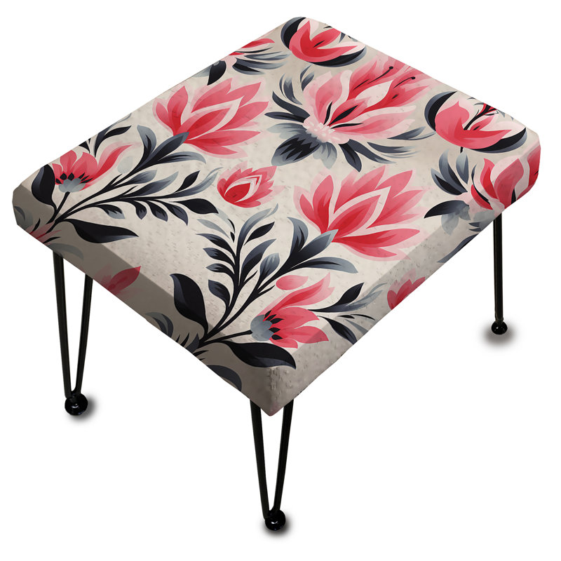 Pink And Black Ikat Facade Splendor - Ikat Rectangle Ottoman
