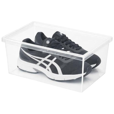 Lot de 2 boîtes à chaussures modernes de rangement - 6,5 pintes/6 litres, organisateur de chaussures empilable en plastique (13,5 po L x 8,35 po l x 5,2 po H)