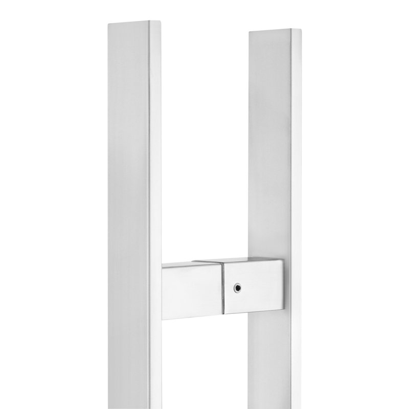 Poignée de porte à double face à tirer, poignée de porte en forme de H (1,57 (l)), 31.5", Argent satiné