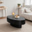 43.5'' Modern Oval Wooden Olive-shaped Coffee Table With Solid Wood Fluted Design For Living Room-686949904