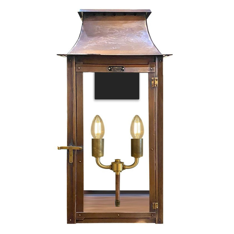 Colonial Bracket Mount 16” Copper Electric Lantern | Indoor & Outdoor Lighting, 16" H x 10.25" W x 6" D