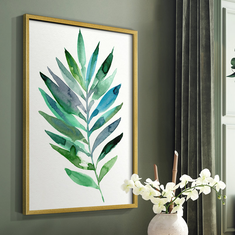 Palm Frond Flow III, reproduction encadrée - bois massif, Or, H 20 po x l 16 po