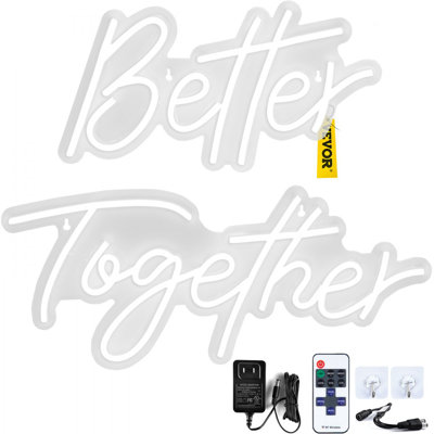Better Together Neon Sign, 18" x 8" Warm White LED lights Sign, Adjustable Brightness with Remote Control, Used for Home, Party, Wedding, and Bar Decoration (Power Adapter Included)
