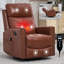 Fauteuil inclinable manuel pivotant en cuir avec massage thermique-661242061