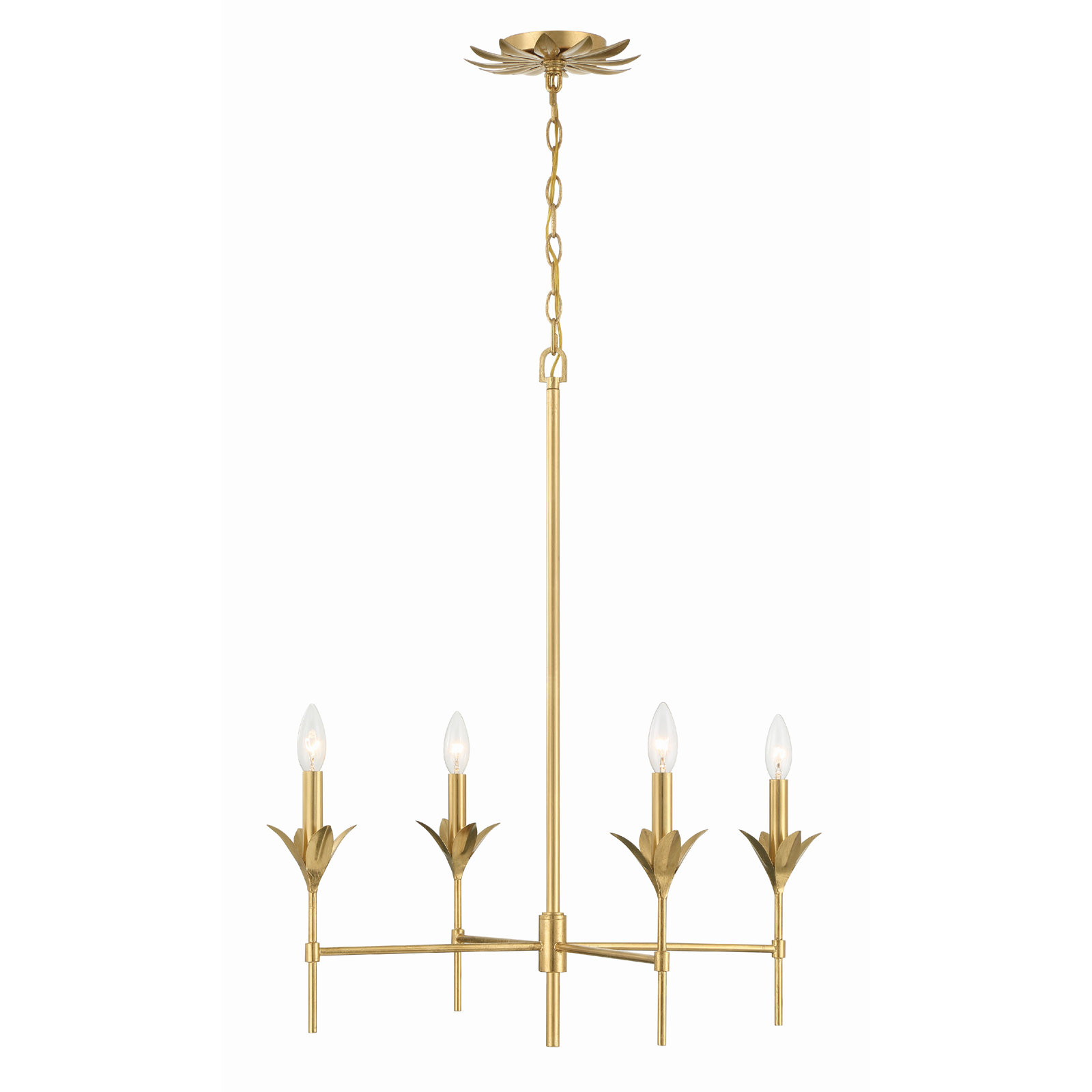 4 - Light Dimmable Chandelier, Antique Gold