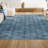 Simsbury Geometric Art Deco Fan Pattern High-Low Navy/Cream Rug-1083708148