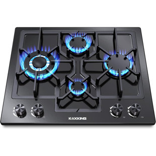 24 Inch Dual Fuel Black Gas Cooktop With 4 Burner