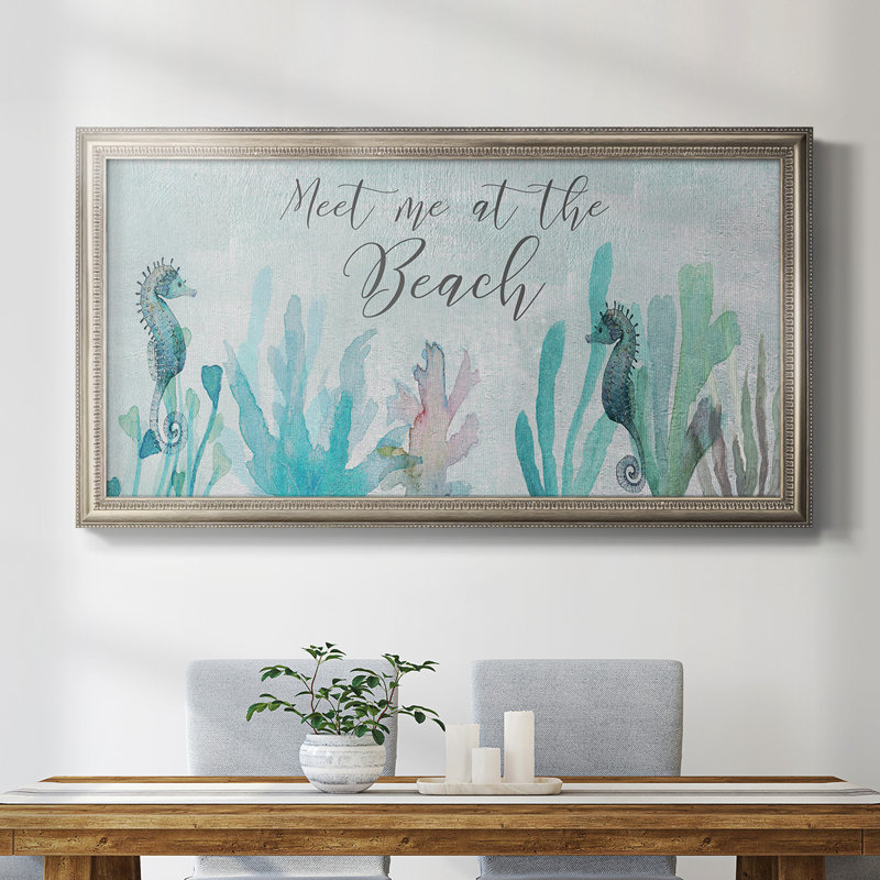 Hippocampes et corail - Reproduction de photo sur toile, H 25 po x l 45 po x P 2,5 po, Toile encadrée argent antique