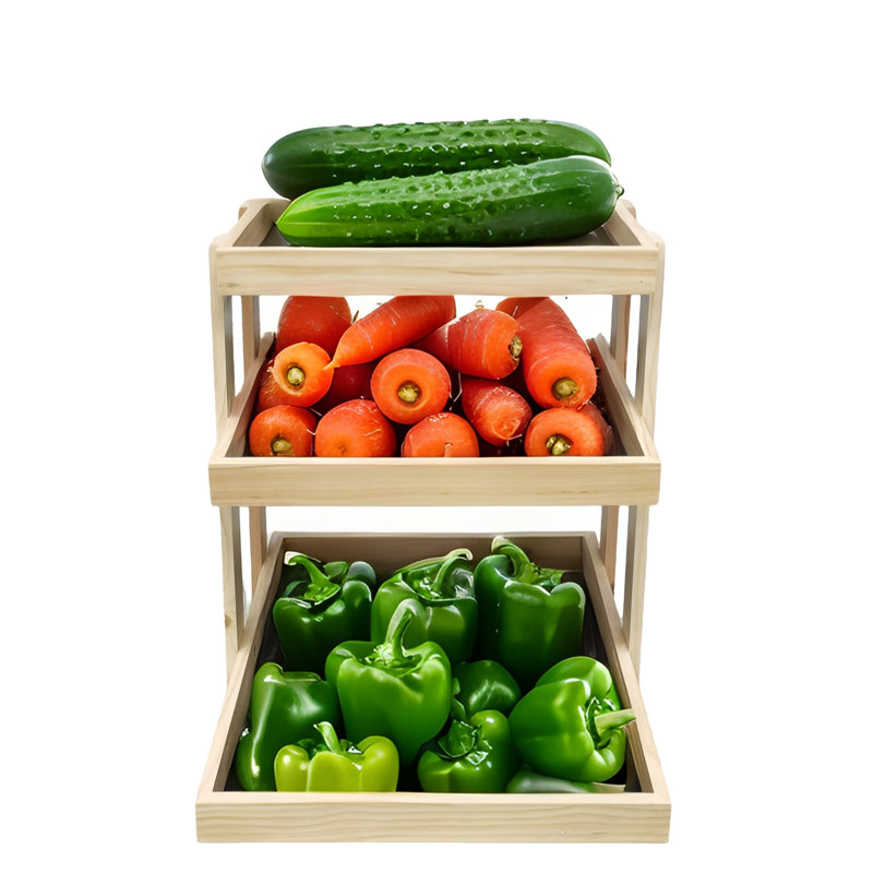 Tablette 15 po x 17,8 po x 18 po à 3 couches en bois, idéale pour l'organisation de garde-manger, les grandes surfaces, les épiceries et le support de concession